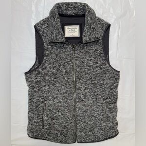 Abercrombie & Fitch Womens Soft Shell Fleece Quilted Grey Zip Up Vest Coat Sz S